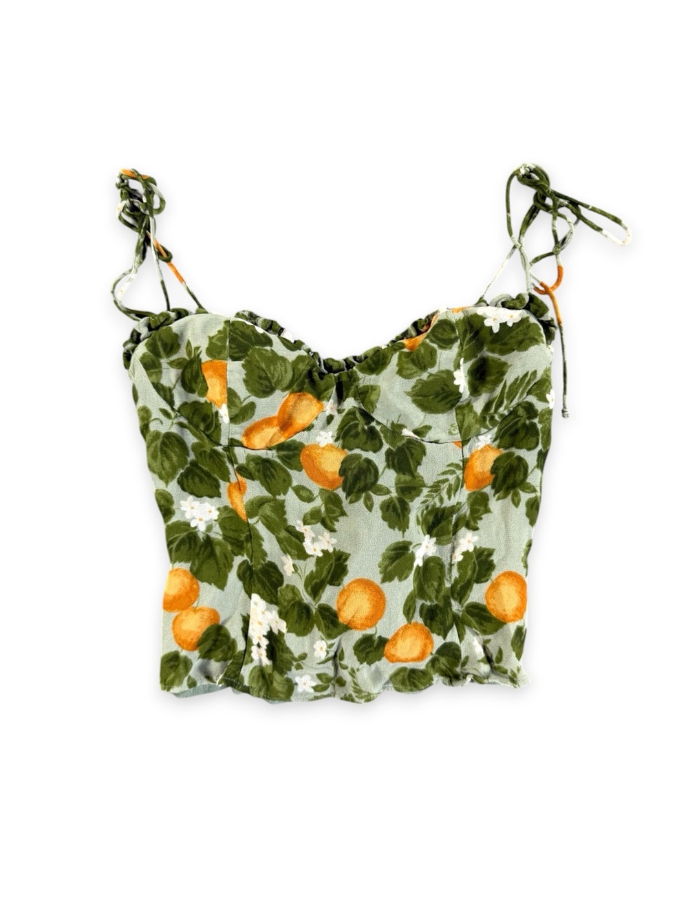 🍊 Reformation Novena Blouse Orange Grove Print Strappy Tank Top – Size 0 - Picture 3 of 6